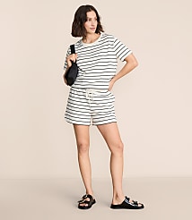 Lou & Grey Striped Jacquard Rounded Hem Shorts carousel Product Image 1