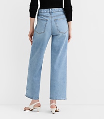 Rivete Short High Rise Wide Leg Crop Jeans in Mid Wash carousel Product Image 3