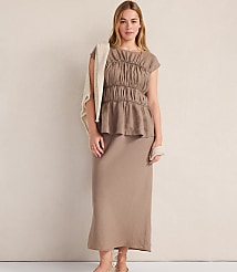 Haven Well Within Linen Bias Cut Midi Skirt carousel Product Image 2