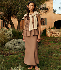 Haven Well Within Linen Bias Cut Midi Skirt carousel Product Image 3