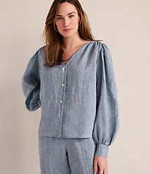 Haven Well Within Linen V-Neck Blouse carousel Product Image 1
