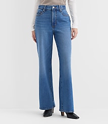 Rivete Short High Rise Wide Leg Jeans in Vintage Dark Wash carousel Product Image 2
