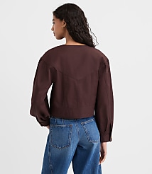 Petite Gathered Sleeve Twill Jacket carousel Product Image 2