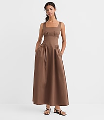 Seamed Waist Midi Pocket Dress carousel Product Image 1