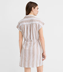 Petite Striped Seersucker Wrap Mini Shirtdress carousel Product Image 3