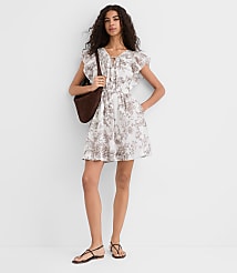 Petite Floral Toile Flutter Mini Pocket Dress carousel Product Image 1