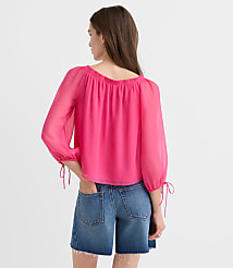Petite Tie Cuff Off The Shoulder Blouse carousel Product Image 3