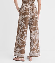Petite Floral Pull On Wide Leg Pants in Linen Cotton carousel Product Image 2