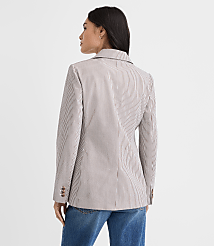 Petite Striped Seersucker Fitted Blazer carousel Product Image 3