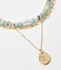 Pearlized Coin Layered Necklace Set carousel Product Image 2