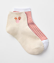 Seashell & Stripe Ankle Sock Set carousel Product Image 1
