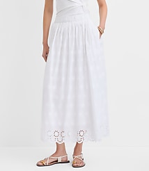 Scalloped Eyelet Pull On Midi Pocket Skirt carousel Product Image 3
