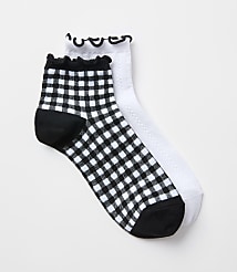 Gingham & Pointelle Ruffle Ankle Sock Set carousel Product Image 1