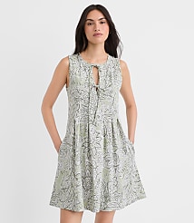 Floral Pintucked Bow Mini Pocket Dress carousel Product Image 1