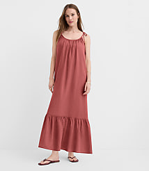 Petite LOFT Beach Tie Strap Linen Cotton Maxi Dress carousel Product Image 1