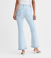 Rivete Tall Curvy Unpicked High Rise Kick Crop Jeans in Wave Wash carousel Product Image 2