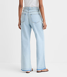 Rivete Curvy Unpicked High Rise Wide Leg Jeans in Wave Wash carousel Product Image 2