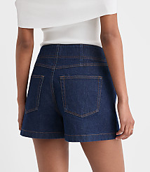 Rivete Curvy Double Shank High Rise Denim Shorts in Nova Wash carousel Product Image 2