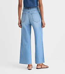 Rivete Curvy High Rise Wide Leg Crop Jeans in Bright Medium Stonewash carousel Product Image 2