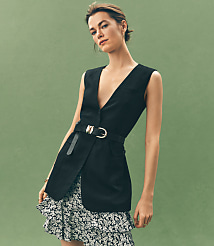 Linen Blend Belted Pocket Vest carousel Product Image 4