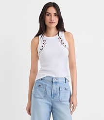 Floral Embroidered Perfect Tank carousel Product Image 3