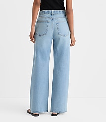 Rivete Belted High Rise Wide Leg Jeans in Light Wash carousel Product Image 3