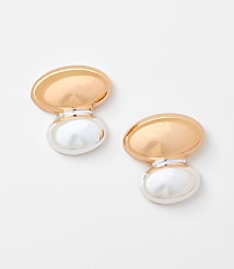 Oval Mixed Metal Drop Earrings carousel Product Image 1