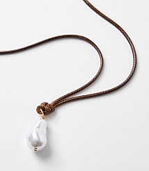 Pearlized Cord Pull Tie Necklace carousel Product Image 2