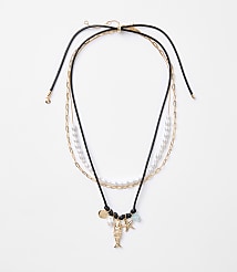 Pearlized Fish Cluster Layered Necklace Set carousel Product Image 1