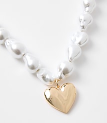 Pearlized Heart Statement Necklace carousel Product Image 2