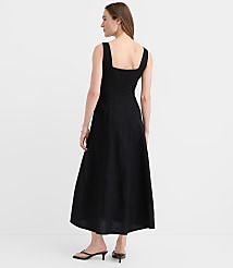 Petite Linen Cotton Seamed Midi Pocket Dress carousel Product Image 2