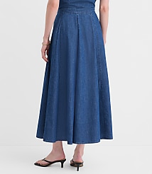 Petite Chambray Godet Midi Skirt carousel Product Image 3
