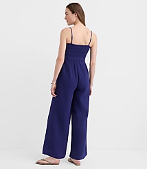 Petite LOFT Beach Triple Cloth Smocked Jumpsuit carousel Product Image 3