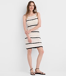 LOFT Beach Striped Pointelle Sweater Mini Swimsuit Coverup carousel Product Image 2