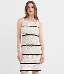 Petite LOFT Beach Striped Pointelle Sweater Mini Swimsuit Coverup carousel Product Image 1