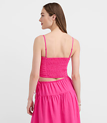 LOFT Beach Ruched Linen Cotton Top carousel Product Image 3
