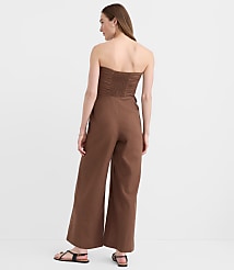 Ruffled Ruched Linen Cotton Strapless Jumpsuit carousel Product Image 2