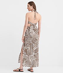 LOFT Beach Wave Linen Cotton Cutout Halter Maxi Dress carousel Product Image 2