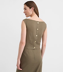 Linen Cotton Pleated Boatneck Top carousel Product Image 2