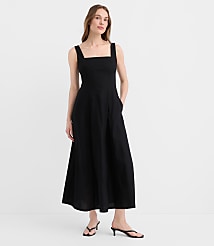 Linen Cotton Seamed Midi Pocket Dress carousel Product Image 3