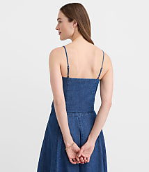 Chambray Ruched Bustier Top carousel Product Image 3