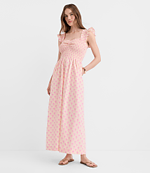 LOFT Beach Garden Poplin Ruffle Strap Maxi Pocket Dress carousel Product Image 1