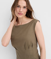 Linen Cotton Pleated Boatneck Top carousel Product Image 3