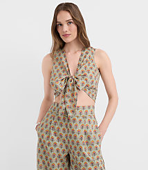 LOFT Beach Garden Linen Cotton Tie Front Top carousel Product Image 2