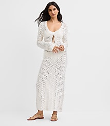Petite LOFT Beach Pointelle Keyhole Sweater Maxi Swimsuit Coverup carousel Product Image 1