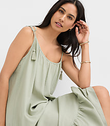 Petite LOFT Beach Tie Strap Linen Cotton Maxi Dress carousel Product Image 3