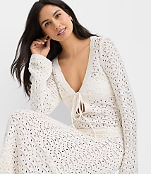 Petite LOFT Beach Pointelle Keyhole Sweater Maxi Swimsuit Coverup carousel Product Image 2