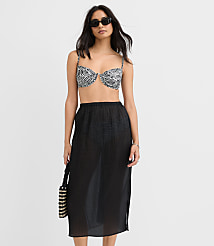 LOFT Beach Sheer Midi Skirt carousel Product Image 1
