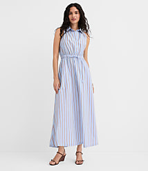 Petite Striped Halter Midi Pocket Shirtdress carousel Product Image 3
