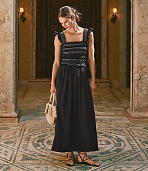 Petite Ruffle Strap Smocked Midi Dress carousel Product Image 1